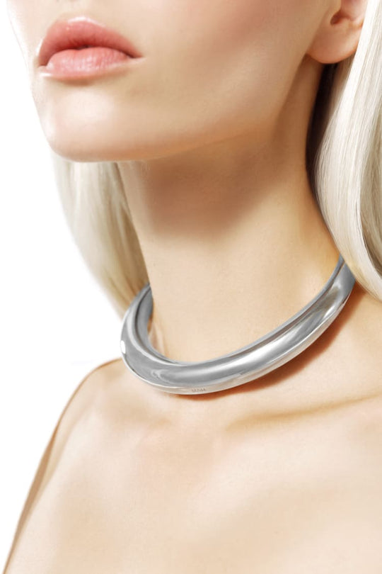 collana choker minimalista rotonda in argento