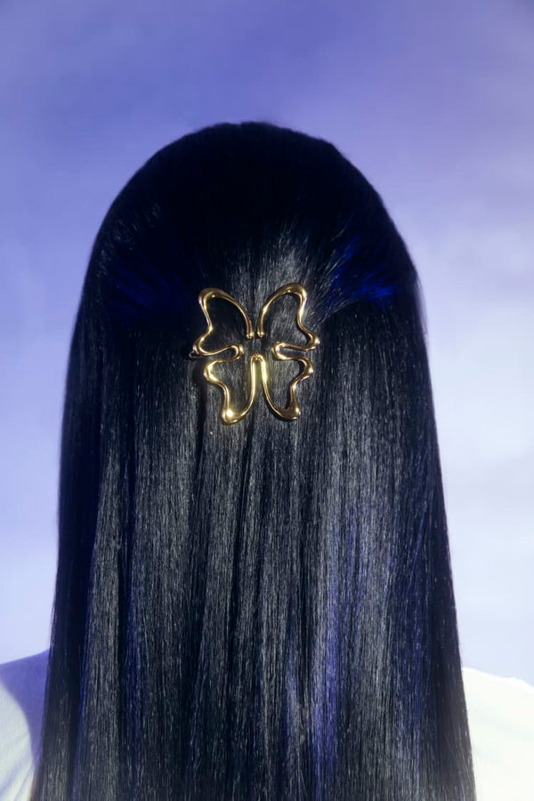 Fermaglio per capelli a farfalla in oro
