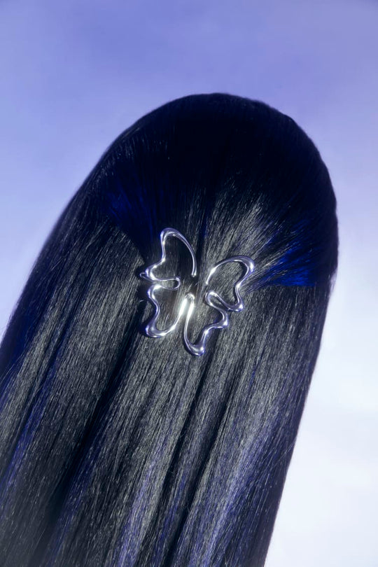 Fermaglio per capelli a farfalla in argento