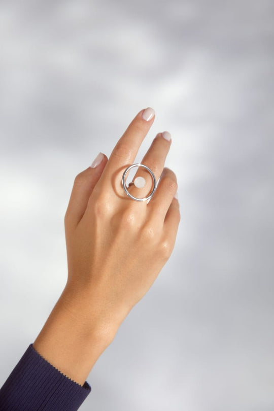 MAM® IT-Anello circolare argento con quarzo-Ring---